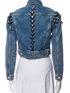 Sandro — Blue Denim Lace-Up Jacket — Size 4